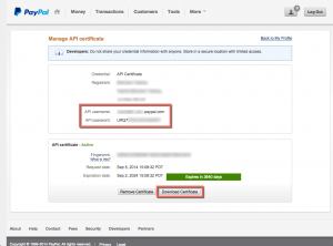 PayPal - API Certificate Page