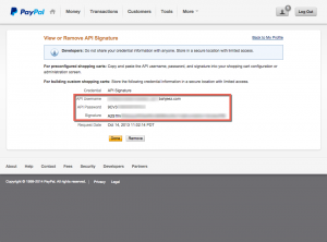 PayPal - API Signature Page