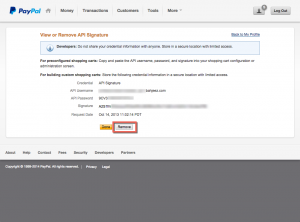PayPal - API Signature Remove Button