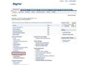 PayPal Merchant Manager - Profile Page