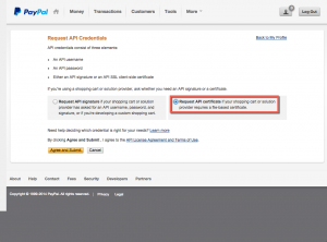 PayPal - Request API Certificate Button