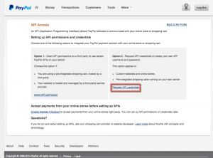 PayPal - Request API Credentials Link